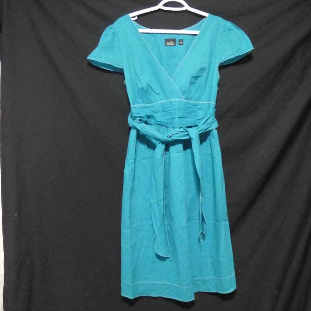 RIPE LIMITED | medium | Turquoise Short Sleeve Dress | Tie Waist | Zip Side